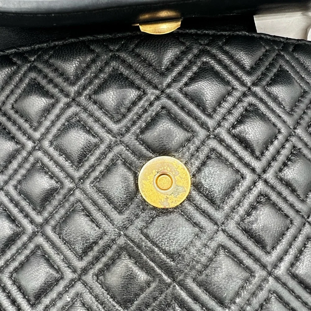 Tory Burch Fleming Black Quilted Leather Bag
